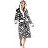 CityComfort Vestaglia Donna Invernale in Pile (Grigio Scuro/Bianco, M)