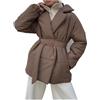 MJGkhiy Piumino Donna Leggero Corto Invernale Cappotto Con Zip Autunnale Puffer Jacket con Cintura Elegante Giubbino Trapuntato Casual Caldo Piumini Imbottita Moda Giacca Antivento Comodo