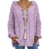 Peuignao Maglione Con Cappuccio Trecce Oversize Donna Maglioni Lunghi Donna Taglie Forti Felpa Pullover Sweater Maglieria Donne Larghi Maglione Lavorato Jacquard Intrecciato Donna Maglia Maglioncini Viola M