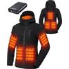 GOTOBI Pile Giacca Riscaldata Donna Con Power Bank 12v 18400mah, 8 Zone Di Riscaldamento Giacca Riscaldamento Elettrico Con 3 Livelli Di Temperatura,Cappotto Invernale con Cappuccio,M