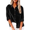 Generic Giacche da donna in velluto a coste a maniche lunghe con bottoni camicie con tasca sul petto casual vestibilità ampia camicia plissettata posteriore da donna camicette lunghe con colletto top oversize