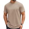 COOFANDY Maglietta da uomo in 100% cotone, a maniche corte, girocollo, basic, estiva, vestibilità regolare, A-kaki, S