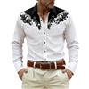 JokeLomple Camicia Stampata a Maniche Lunghe per un'atmosfera da Cowboy Western festoso - Classica Camicia Casual con Bottoni da Indossare Tutti i Giorni