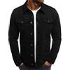 seiveini Giacca di Jeans Uomo Giubbotto in Denim con Bottone e Tasca Autunno Invernale Cappotto Trucker Jacket Vintage A Nero XXL