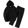 YOSUWOAI Pigiama da uomo in pile, caldo e confortevole, 2 pezzi, per il tempo libero con cappuccio, felpa e pantaloni invernali, caldo e spesso, in peluche, O nero., XL