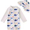 Happy Cherry Costume da Bagno Intero Ragazzi Bambini Protezione Solare UPF 50+ con Cappello da Sole Cartone 70-110cm