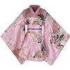 Generic Kimono corto sexy da donna, per adulti, con stampa di Yukata giapponese, abito con cintura, 27# Rosa, Etichettalia unica