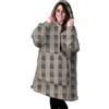 Novia Fluffy Plaid Felpa Con Cappuccio, Coperta indossabile Donna Vestaglia Giacca Oversize Uomo Invernale molto calda in pile e interno agnellato Taglia Unica Tartan Beige