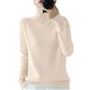 YuchiFa Maglione Dolcevita in Cashmere da Donna, Maglione in Cashmere da Donna, Maglione Casual a Maniche Lunghe con Scollo Rotondo (Beige,S)