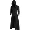 Generic Giacca con cappuccio gotico, da uomo, oversize, steampunk, medievale, lungo, vintage, con cappuccio, per Halloween, Carnevale, Nero , L