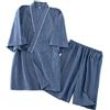 OWLONLINE Kimono Giapponese Pigiama da Uomo a Maniche Corte Top e Pantaloni Pigiama da Notte Set Taglia L-A16