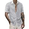 TDEOK Camicia da uomo con glitter oro, metallizzata, lucida, vintage, con brillantini, per il tempo libero, per uomini, vestibilità normale, a maniche corte, casual, con brillantini, traspirante, per