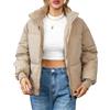 ORANDESIGNE Cappotto Corto da Donna Invernale Caldo Giacca Imbottita con Zip Stile Semplece Elegante Capispalla con Cerniera Piumino Invernale B Cachi L