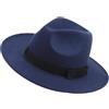 LIGIGWASH Cappello Fedora in Lana Unisex Classico Blu Design British Vintage con Ampia Falda e Nastro in Raso Cappello Jazz Morbido e Traspirante per Uomo e Donna Adatto Occasioni Speciali