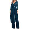 Botong Madre della Sposa Pantaloni Suit Set 2 PC Chiffon & Pizzo Abito Ospite di Nozze ith Strass 3/4 Maniche