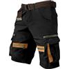 Generic Pantaloncini cargo da uomo, leggeri, per escursionismo, camminata, lavoro, arrampicata, pantaloni capris con tasche multiple da uomo estivi da lavoro cargo da lavoro, Nero , XXL