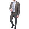 Evoga Abito Completo Uomo Sartoriale Smoking Vestito Elegante Formale Cerimonia (52, Beige Fango Principe di Galles)