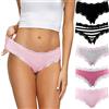 COMSOFT Intimo di Cotone Mutandine da Donna Slip a Vita Bassa in Morbido Pizzo Confezione Multipla