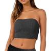 creazioni unique Top Donna Elegante Senza Spalline - Top a Fascia Corto Estivo Elasticizzato 100% Rayon (Grigio)