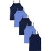 TupTam Canottiera Ragazza con Spalline Sottili - Set da 5, Cuori di Pizzo a Pois Blu Scuro, 122-128