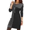 Onsoyours Autunno Inverno Vintage Patchwork Abito Scollo a V per Donna a Maniche Lunghe Tunica Casual D Stampe-2 M