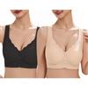 CLOUSPO Reggiseno da donna con chiusura frontale, senza fili, post chirurgia, mastectom, gelatina, per anziani, donne anziane, con supporto morbido senza cuciture imbottito bralette