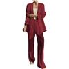 KHIRVWL Tailleur Pantalone per Le Donne Elegante Blazer Suit Set Plain Streetwear Due Pezzi Pantalone Abito Business Moderno Vestito Pantaloni Risvolto Slim Fit Sportivo Ufficio Outfit Estate Tute Eleganti