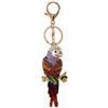 WANLIAN Portachiavi con strass a forma di pappagallo, con ciondolo in cristallo dorato Viola L