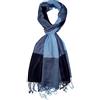 Lorenzo Cana Sciarpa da uomo in 50% cashmere, 50% lana di agnello merino, sciarpa da uomo, a quadretti: azzurro/blu scuro, 70 x 180 cm