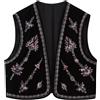 Suncadmious Gilet Vintage Ricamato da Donna in Velluto Floreale Boho Aperto Davanti Cardigan Corto Gilet (Nero,S)