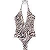 YAMAMAY - Costume da Bagno Intero Senza Ferretto, con Imbottitura Removibile, Donna, Zelia, Marrone, Stampa zebrata