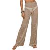ticticlily Pantaloni a Rete Donna Estivi Lunghi Trasparenti in Maglia Pantalone da Spiaggia Casa Casuale Elastica in Vita con Coulisse Bikini Cover up Pants B Albicocca S