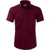 Alimens & Gentle Camicia da uomo a maniche corte, senza pieghe, vestibilità normale, per il tempo libero, estiva, da spiaggia, con tasca, Bordeaux, M