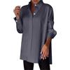 NZYIHAO Camicia da donna in chiffon, elegante, a maniche lunghe, con bottoni, a maniche lunghe, larghe, in tinta unita, comoda, a tunica