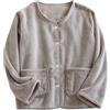 Lovraj Cardigan da donna invernale a maniche lunghe, in flanella, con bottoni, morbido peluche giacca termica in flanella, loungewear, caffè, XL