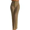 ticticlily Pantaloni Estivi Donna a Rete in Maglia Copritevi Svuotare Pantalone da Spiaggia Elastica a Vita Alta con Coulisse Bikini Cover Up Pants Copricostume all'Uncinetto C Cachi M