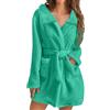 shownicer Accappatoio Donna Spugna Morbida Pile Invernale Accappatoio con Tasche e Cintura Accappatoio Leggero Corto Abbigliamento Da Notte Fleece Loungewear A Verde XS