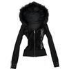 ORANDESIGNE Felpa con Cappuccio e Zip da Donna in Stile Vintage Anni 2000 Felpa Grunge per Ragazze Adolescenti Cappotto Lungo Aderente con Collo in Pelliccia Sintetica J Nero S