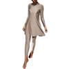 shownicer Costume da Bagno Musulmano Donna Manica Lunga Burkini + Pantaloni da Nuoto Islamico 2 Pezzi Costume da Bagno Copertura Completa Modesto Swimsuit Beachwear B Albicocca L
