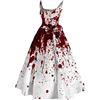 Generico Vestiti Halloween Costumi di Halloween per le donne stampa sangue senza maniche swing a abito adulto notte partito vestito corsetto strega abiti medievali