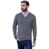 Marenza Scollo V Uomo Manica Lunga Misto Cashmere Seta Made in Italy (L, Grigio Ferro)