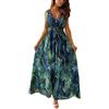 shownicer Vestito Corto Donna di Pizzo Gonna Scoll a V Mini Abito a Pieghe Signore Abiti Matrimonio Damigella Vestito Estivo con Stampa Floreale I Verde L
