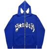 Silver Basic Felpa con Cappuccio Oversize Spider da Uomo Grunge Vintage Y2K Clothes Full Zip Spider Web Printing Vintage Gothic Sweatjacke Unisex L,BlueWhite-2