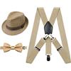 Alizeal Bretelle regolabili Kids, cravatta a farfalla pre-cravatta e set di cappelli (kaki)