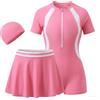 Baogaier Costume da Bagno Intero con Gonna da Mare per Bambine 8-9 Anni