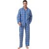 kolipajam Pigiama da uomo in cotone set da 2 Pice Plaid Comfy pigiameria PJS con tasche, Navy Blue A, M