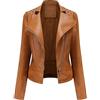 Peuignao Giubbotto Ecopelle Donna Giacca Similpelle Donna Borchie Giubbino Giacche Ecopelle Donna Giacca Biker Jacket Faux Leather Jacket Donna Giacca Bikers Finta Pelle Sintetica Donna Primavera Cammello S