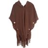 LIUYUYOUGO Scialle Donna Elegante,Poncho Con Cappuccio Da Donna Scialli Avvolgenti Con Bottoni Poncho Con Frange All'Uncinetto Cappotto Boho Hippie Mantello Lavorato A Maglia Pullover Autunno Invern