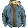 Generic Vestito Rosso Uomo Inverno Plus Velluto Addensato Doppio Western Cowboy 3D Stampato Cappuccio Caldo Giacca di Cotone 152, Blu marino, XXL