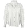 WWricotta Camicia da Donna in Pizzo a Maniche Lunghe con Colletto in Cotone Tinta Unita da Donna Autunno e Inverno